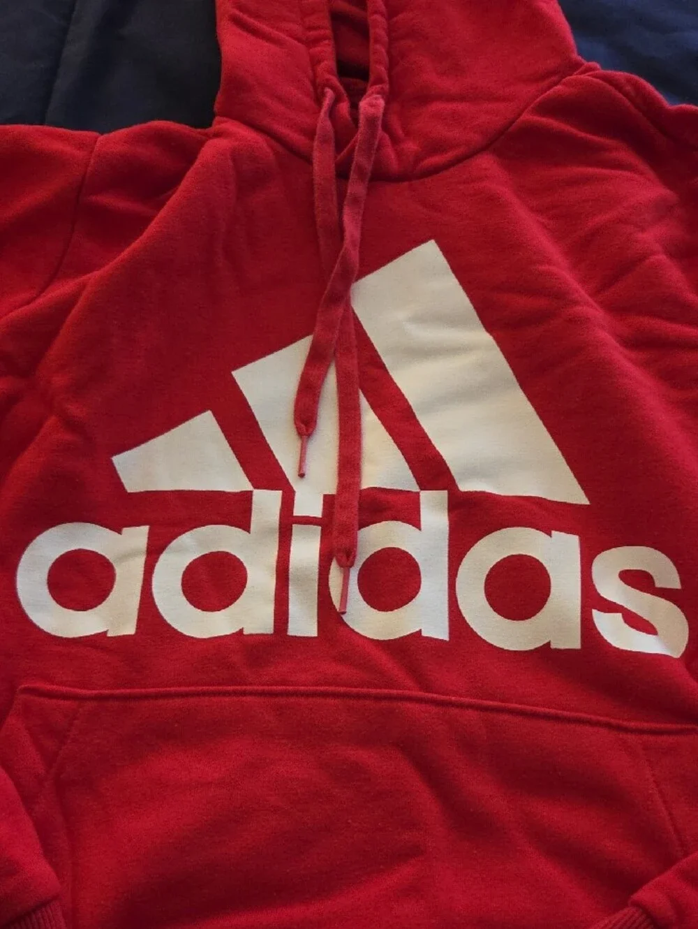 adidas Men’s Red Crewneck Hoodie with White Logo
